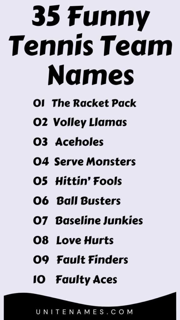 Funny Tennis Team Names