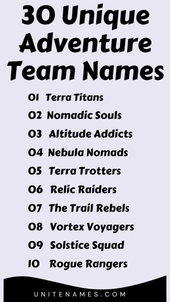 Unique Adventure Team Names