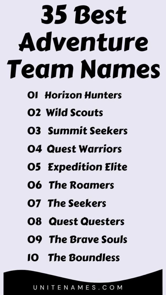 Best Adventure Team Names