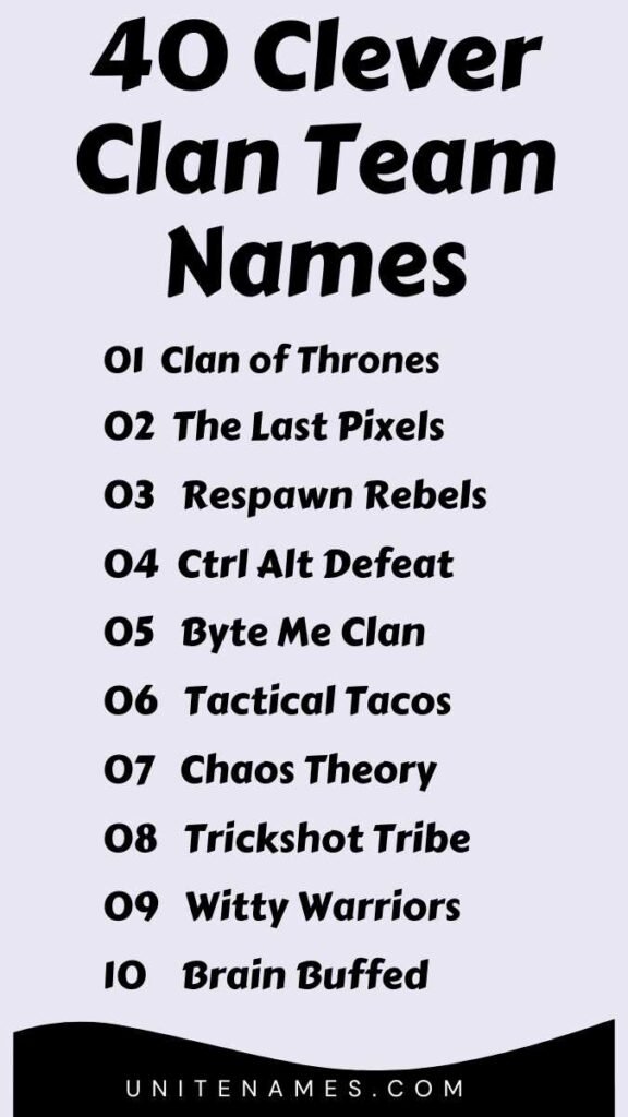 Clever Clan Team Names