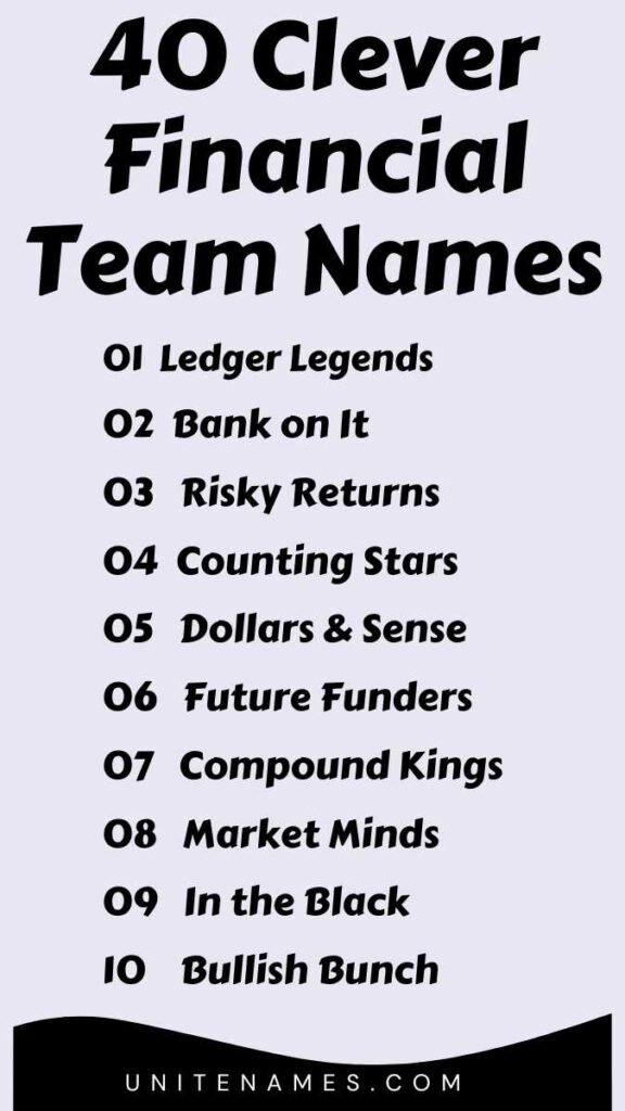 Clever Financial Team Names