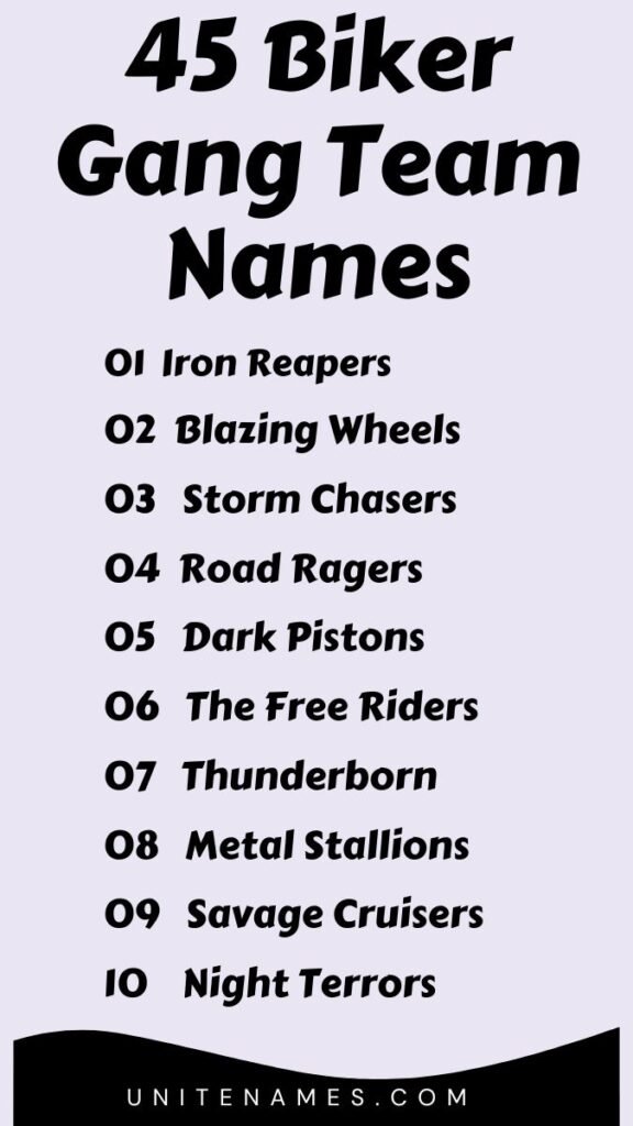 Biker Gang Team Names