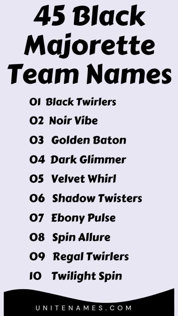 Black Majorette Team Names