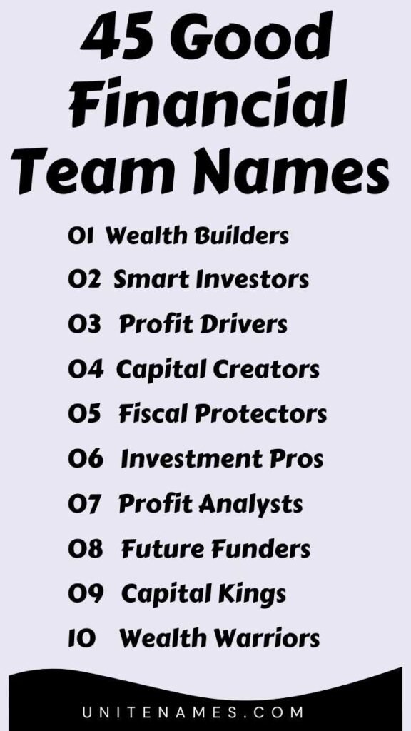 Good Financial Team Names