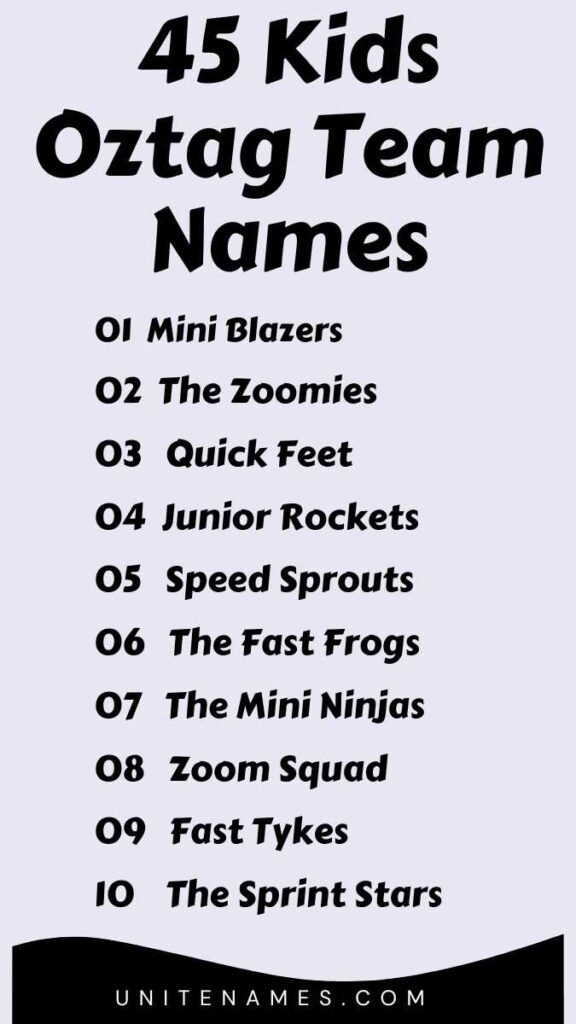 Kids Oztag Team Names