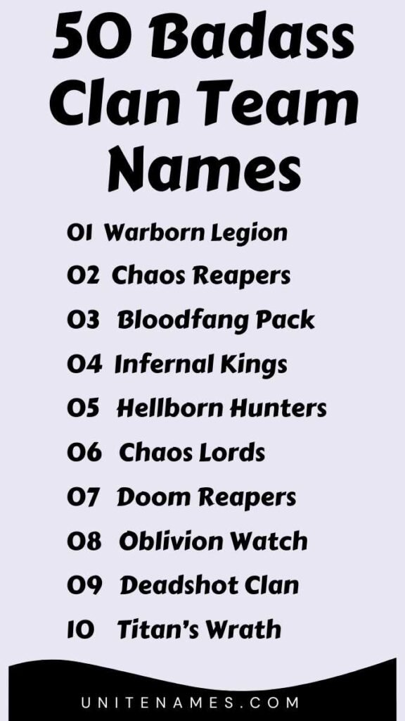 Badass Clan Team Names