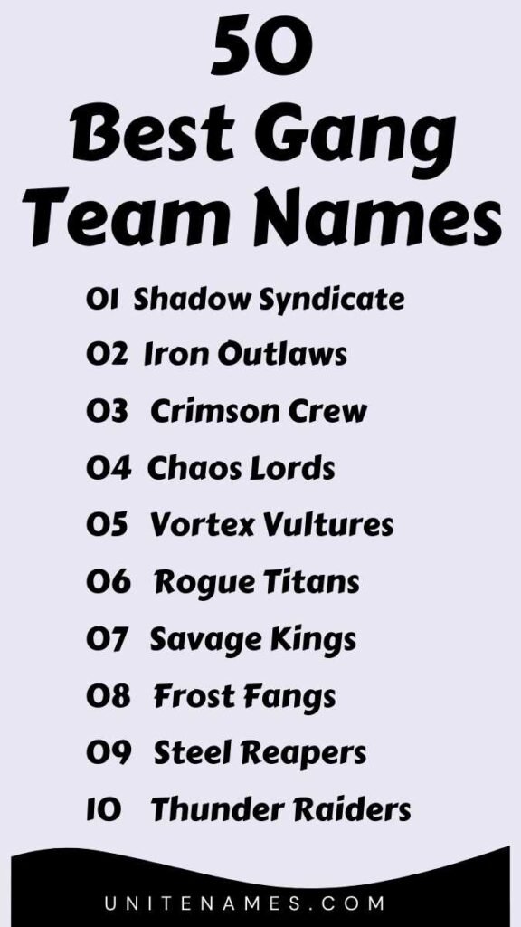 Best Gang Team Names