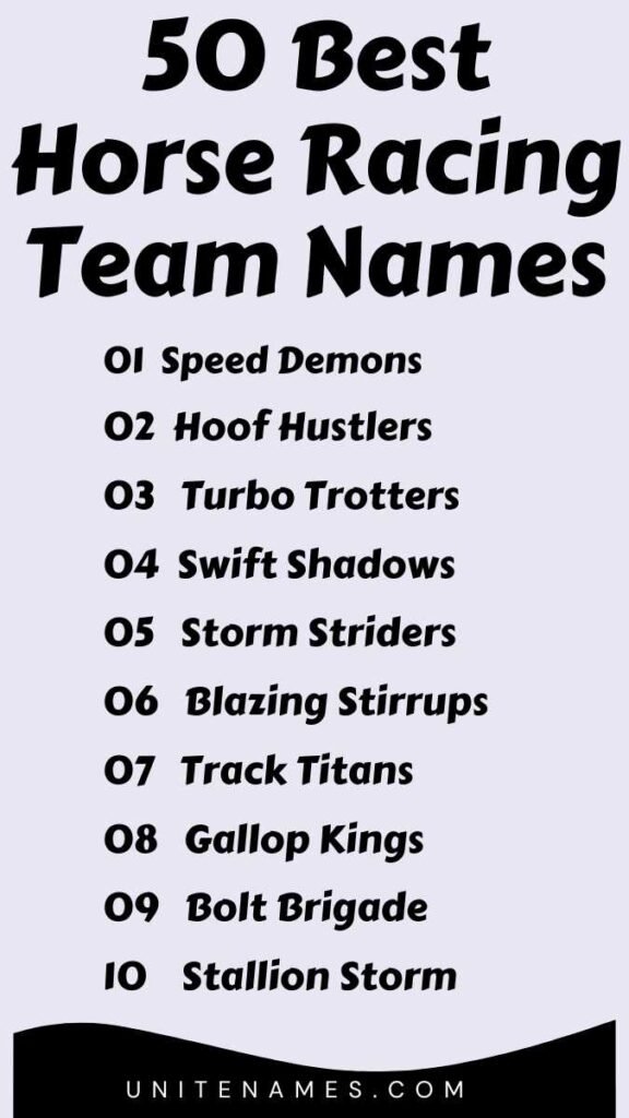 Best Horse Racing Team Names