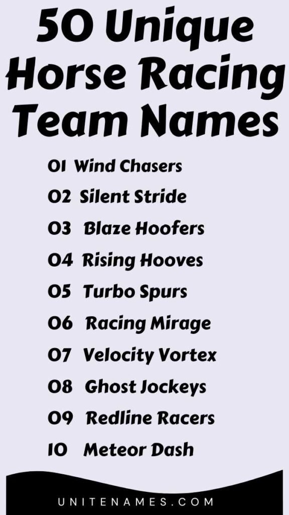 Unique Horse Racing Team Names