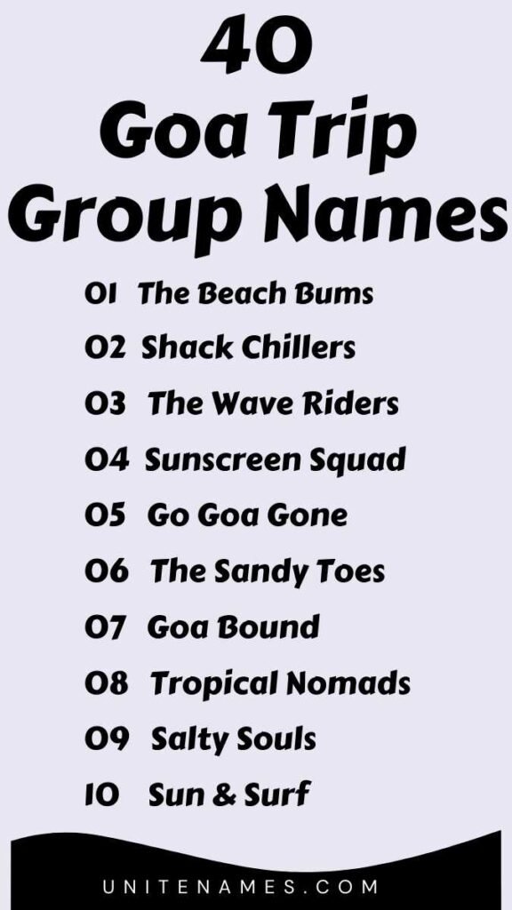 Goa Trip Group Names