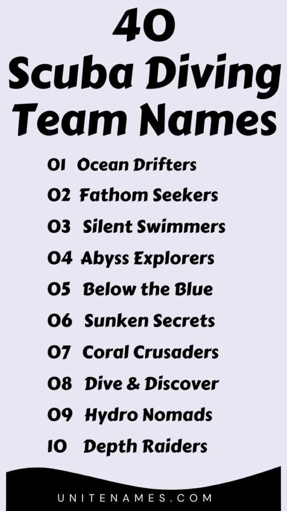 Scuba Diving Team Names