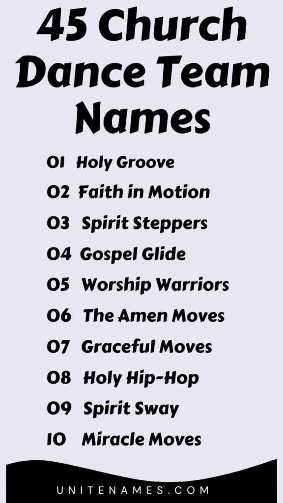 Church Dance Team Names