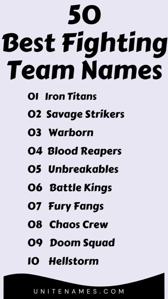 Best Fighting Team Names