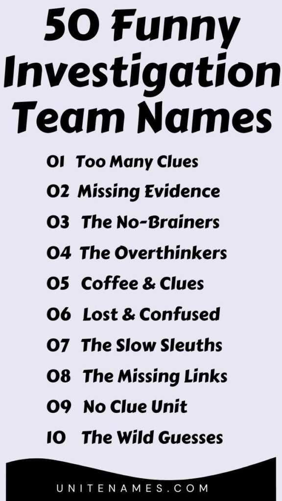 Funny Investigation Team Names