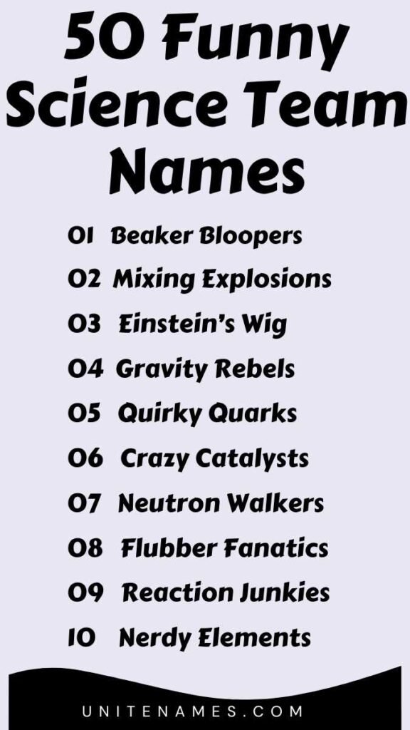 Funny Science Team Names