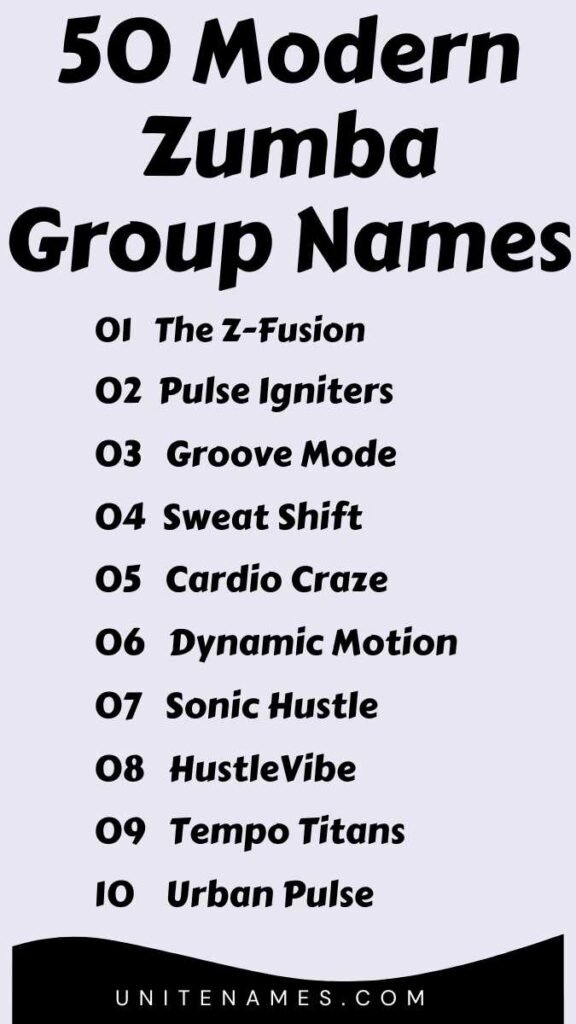 Modern Zumba Group Names