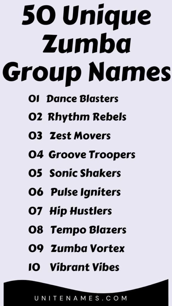 Unique Zumba Group Names