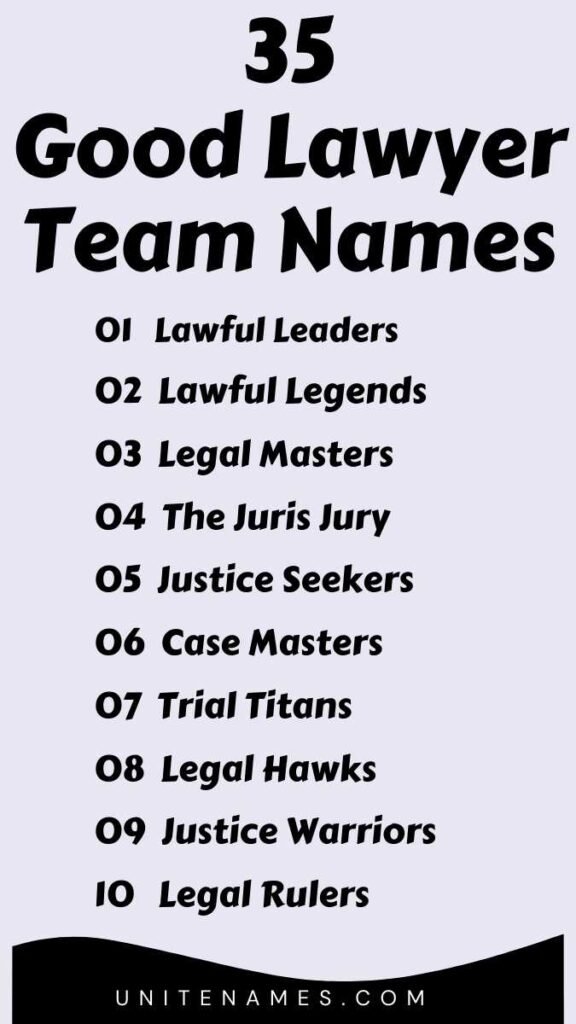 Good Lawyer Team Names