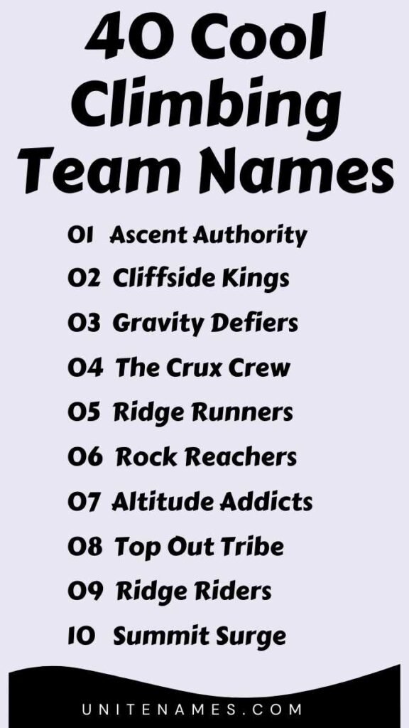Cool Climbing Team Names