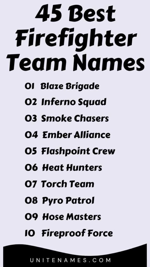 Best Firefighter Team Names