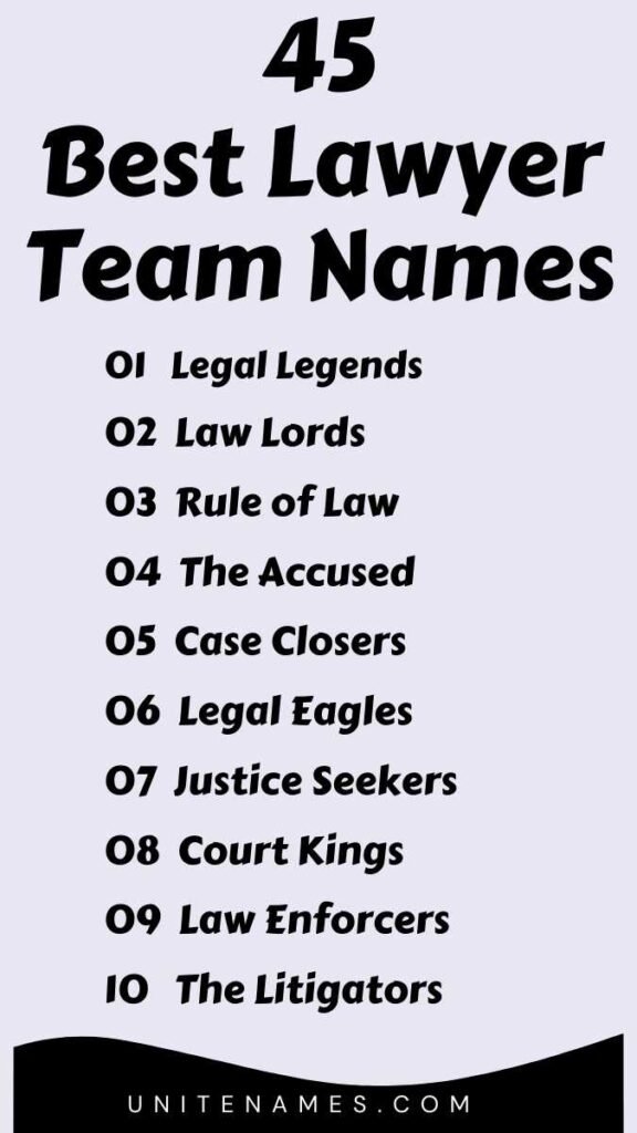 Best Lawyer Team Names