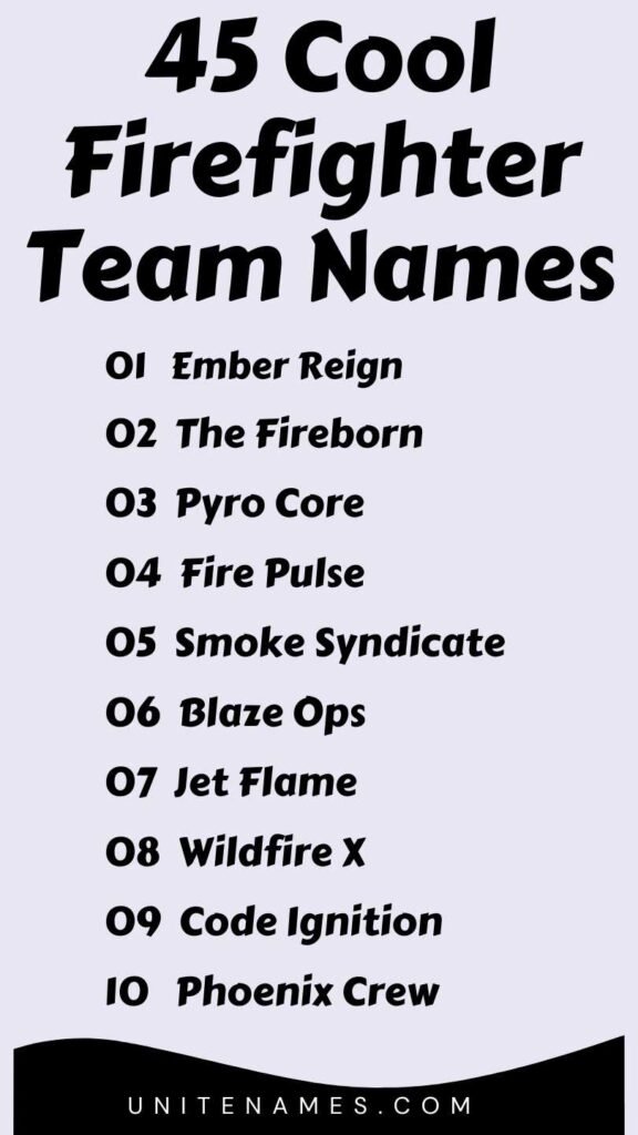 Cool Firefighter Team Names