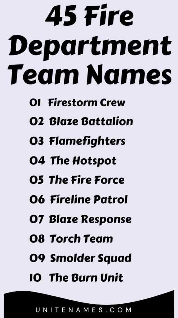 Fire Department Team Names