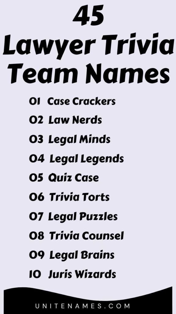 Lawyer Trivia Team Names