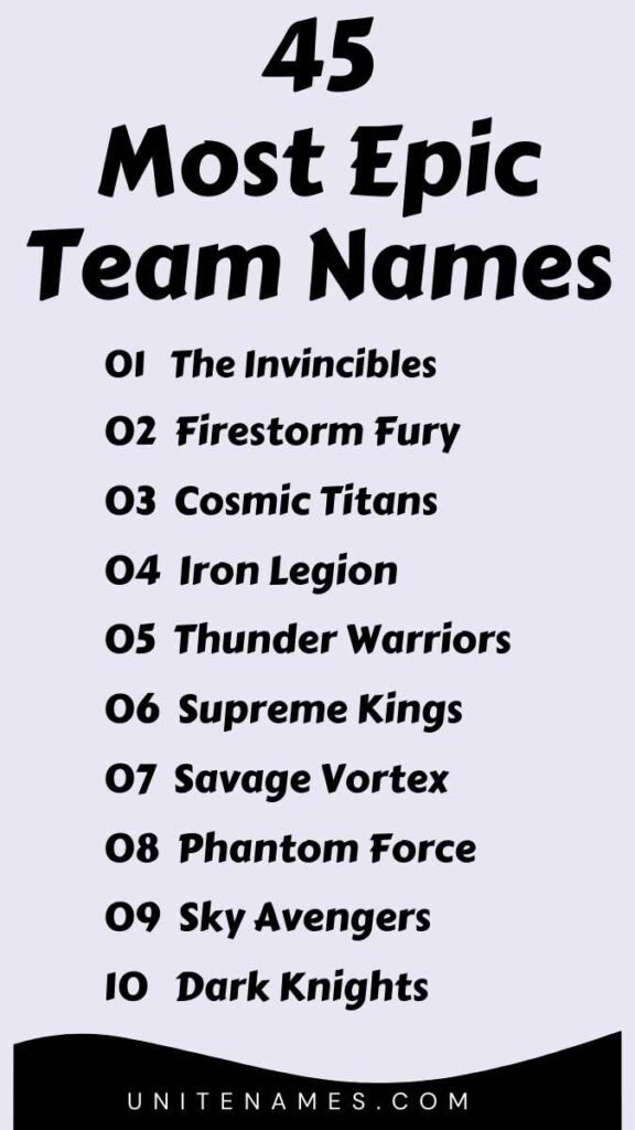 Most Epic Team Names