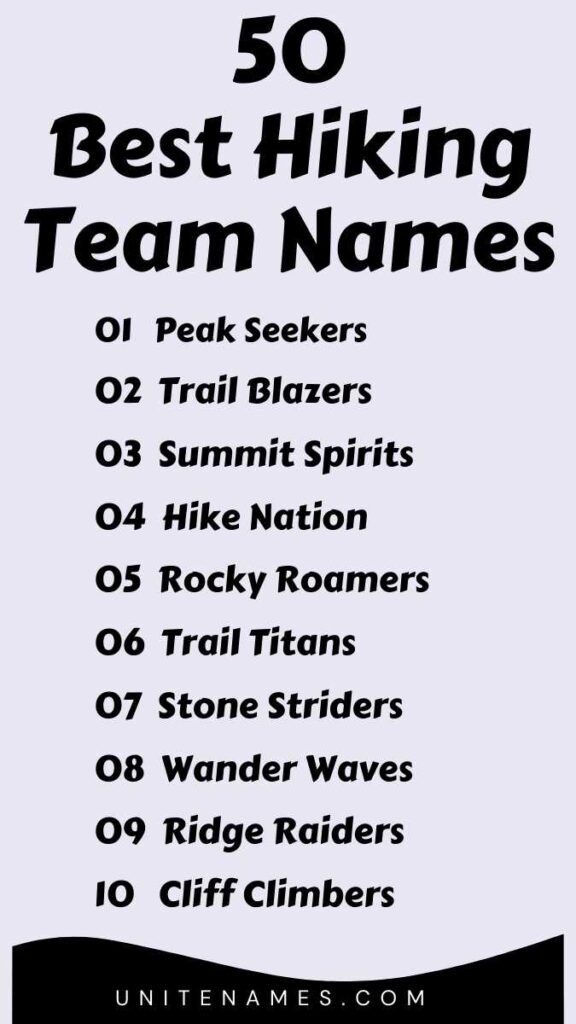 Best Hiking Team Names