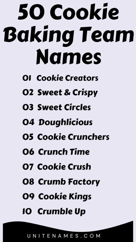 Cookie Baking Team Names
