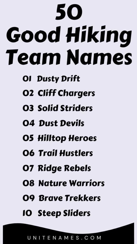 Good Hiking Team Names