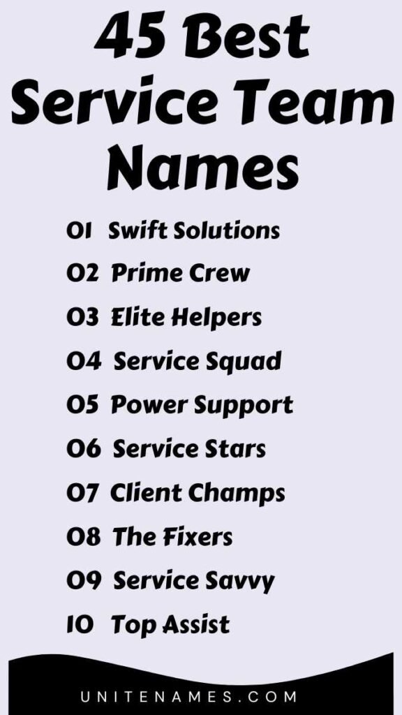 Best Service Team Names