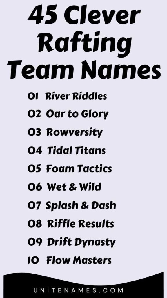 Clever Rafting Team Names