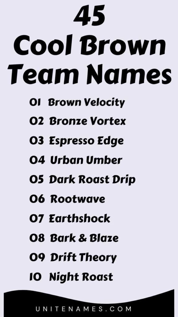 Cool Brown Team Names