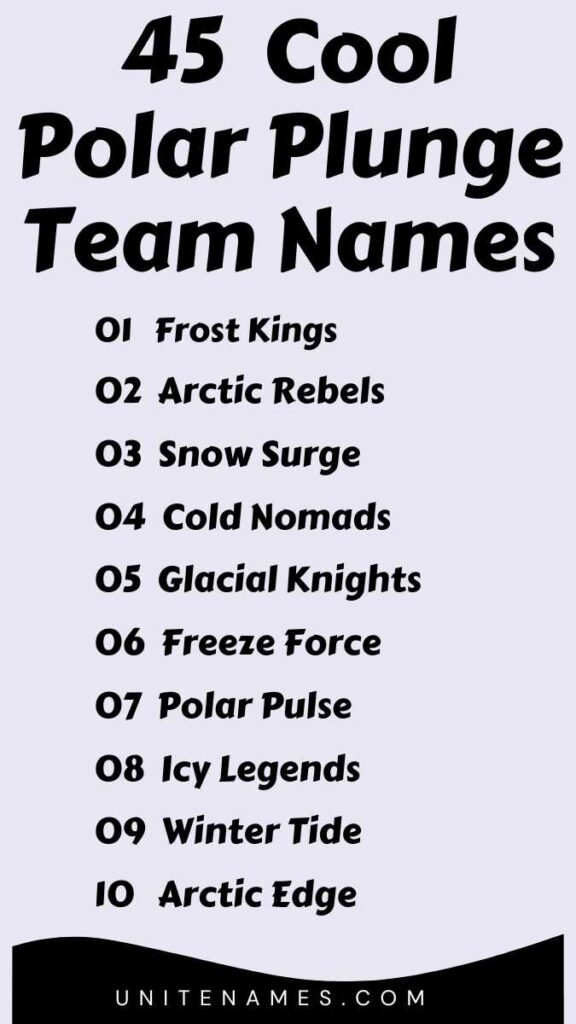 Cool Polar Plunge Team Names