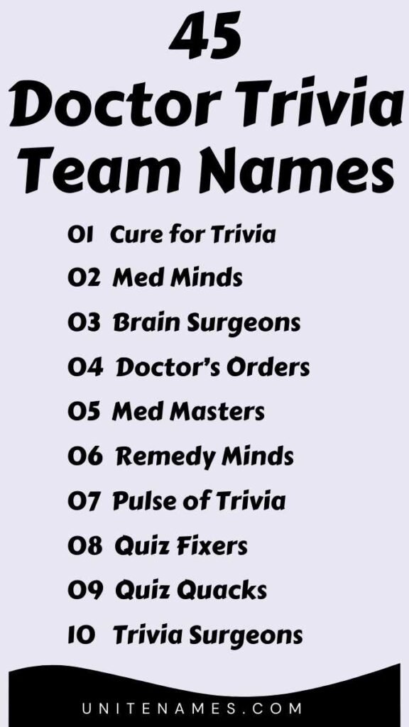 Doctor Trivia Team Names