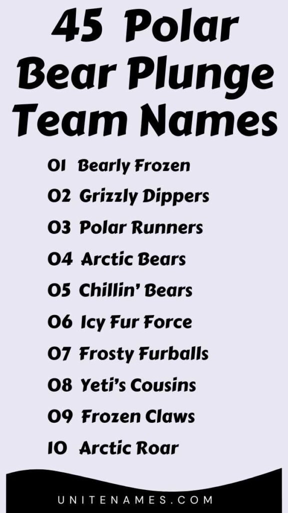 Polar Bear Plunge Team Names