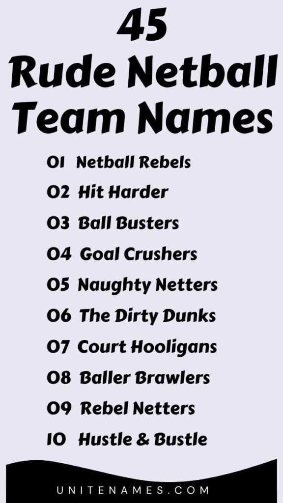 Rude Netball Team Names