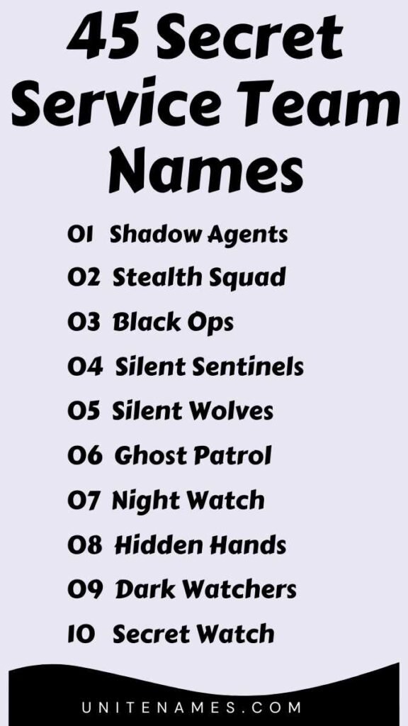 Secret Service Team Names
