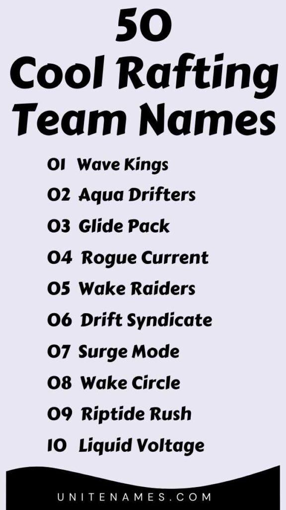 Cool Rafting Team Names