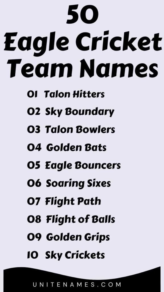 Eagle Cricket Team Names